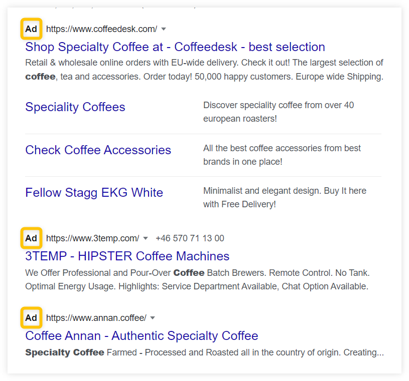 Google ads example