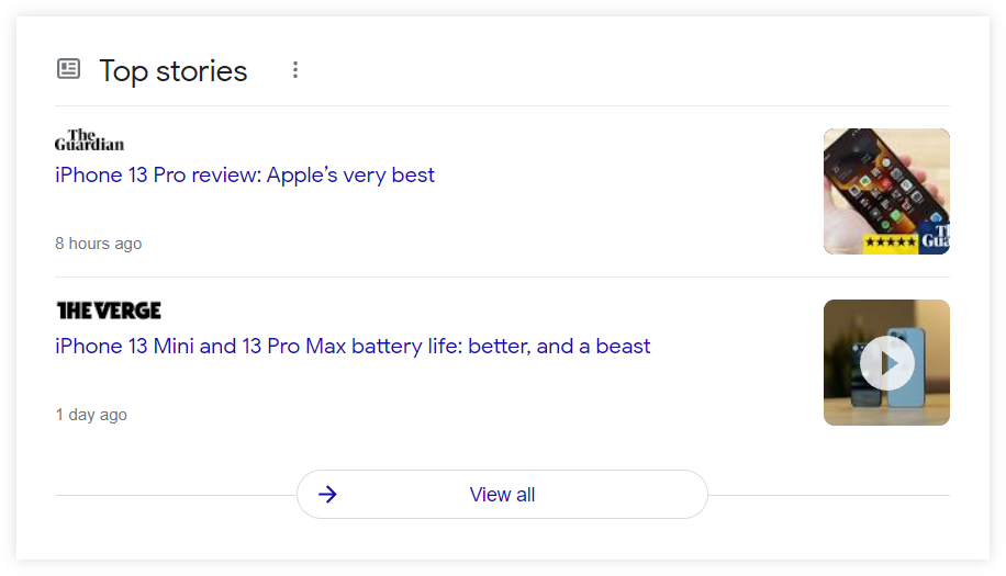 Top Stories example